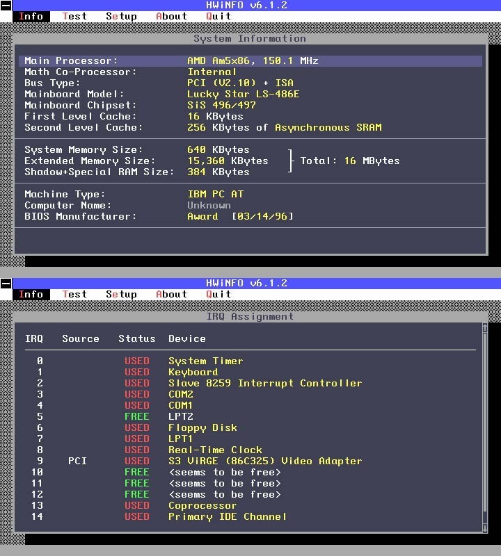 486 MAX Mk2 – Lucky Star LS-486E Socket 3, AMD 5×86 at 150Mhz, 16MB 60ns FPM RAM