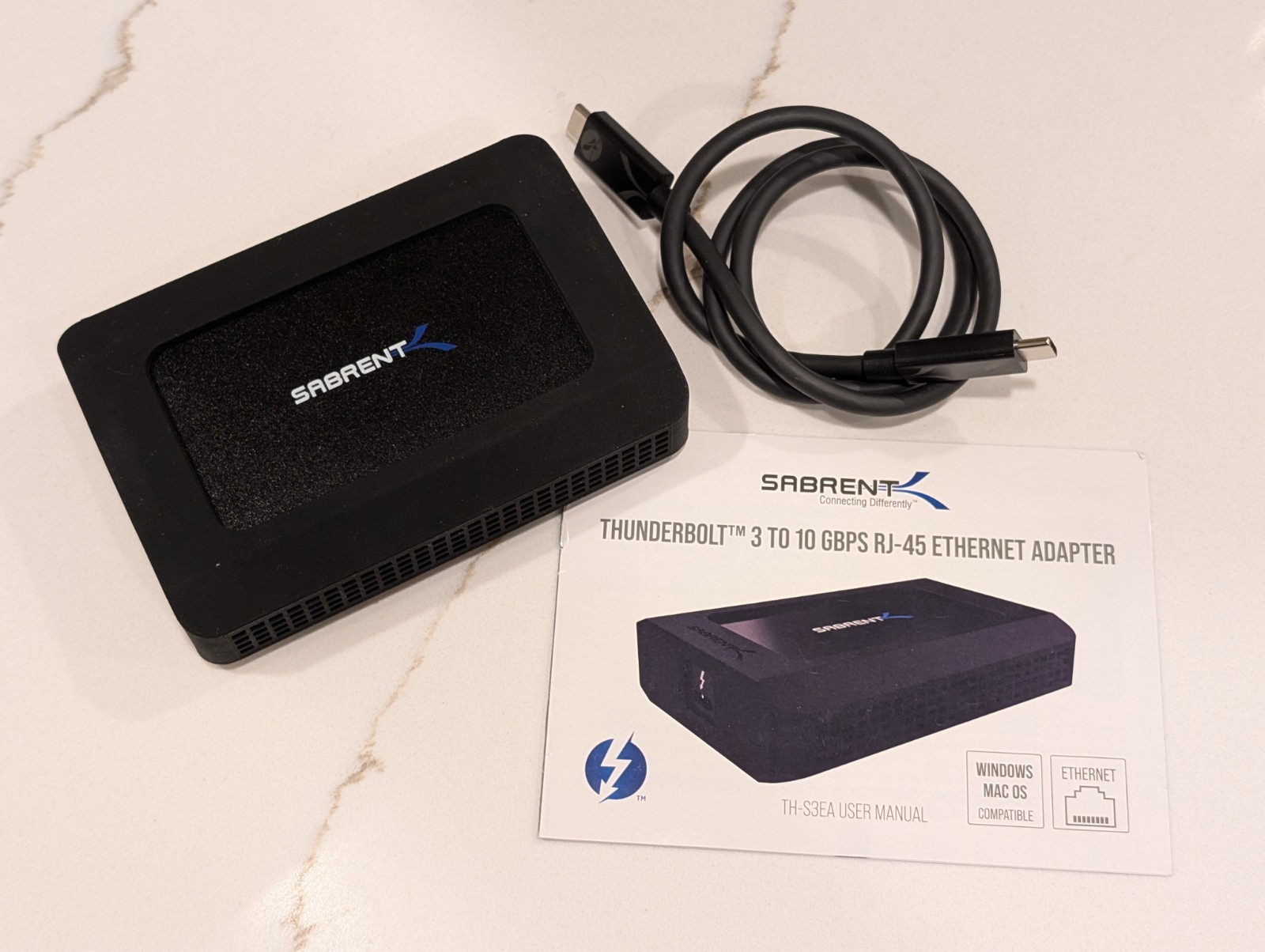 Sabrent 10G Ethernet Adapter Thunderbolt 3 Type-C 10Gbps Multi-Gig RJ45 TH-S3EA