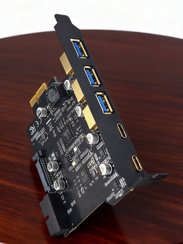 USB3.2 GEN1 PCI-E Expansion Card 5 Ports 2*Type-C 3*USB-A 19 Pin Connector 5GbCX