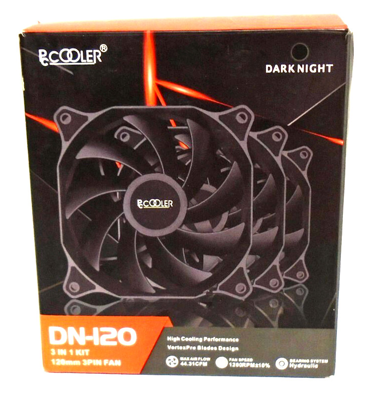 PCCOOLER 120 mm Computer Fans 3-Pack Dark Night Series DN-120 High Performance