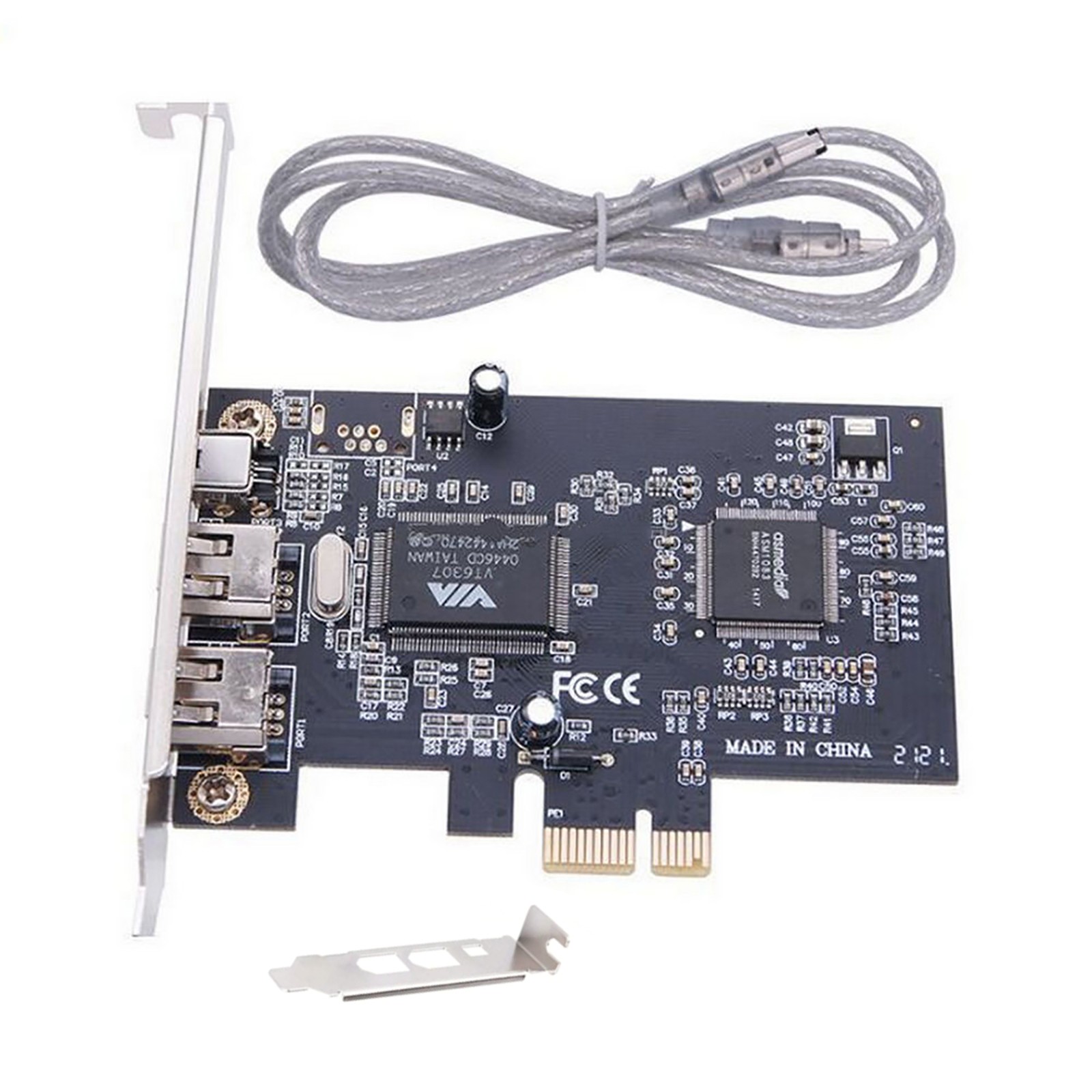 Silver+Black 3 Ports 1394A Expansion Card Accessories With Low Profile Bracket