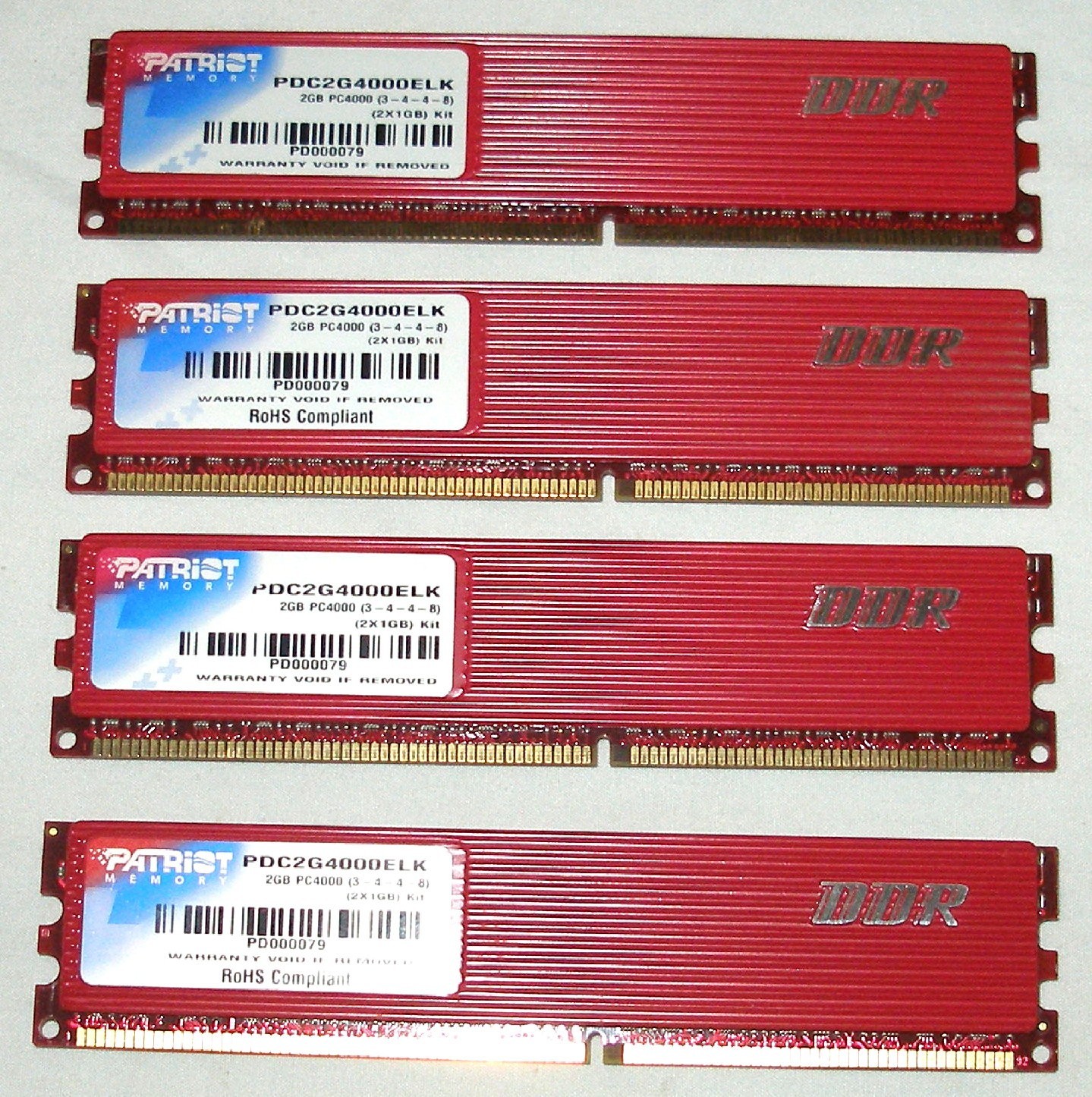 PATRIOT 2GB (4×512)) 2GB PC-4000 DDR-500 DUEL CHANNEL CL 3-4-4-8 PDC2G4000ELK