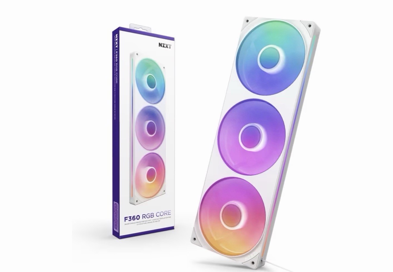 NZXT F360 RGB Core White 360mm Single-Frame RGB Fan Unit Open Box LikeNew