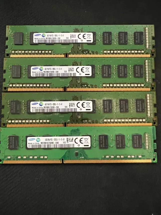 Lot of 4 Samsung 4GB & 8GB DDR3 PC3-12800U Desktop RAM Modules – 20GB Total