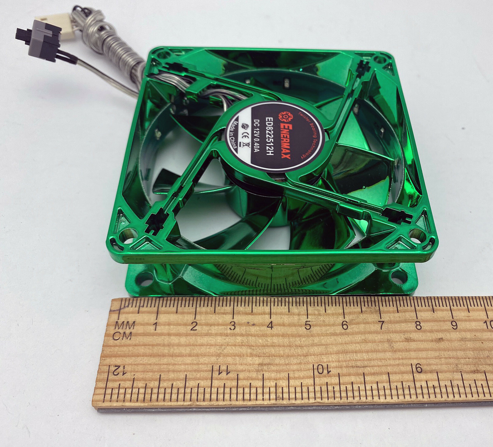 NEW Enermax 80mm x 25mm Green 3pin LED Smart Case Cooling Fan + Thermal Control