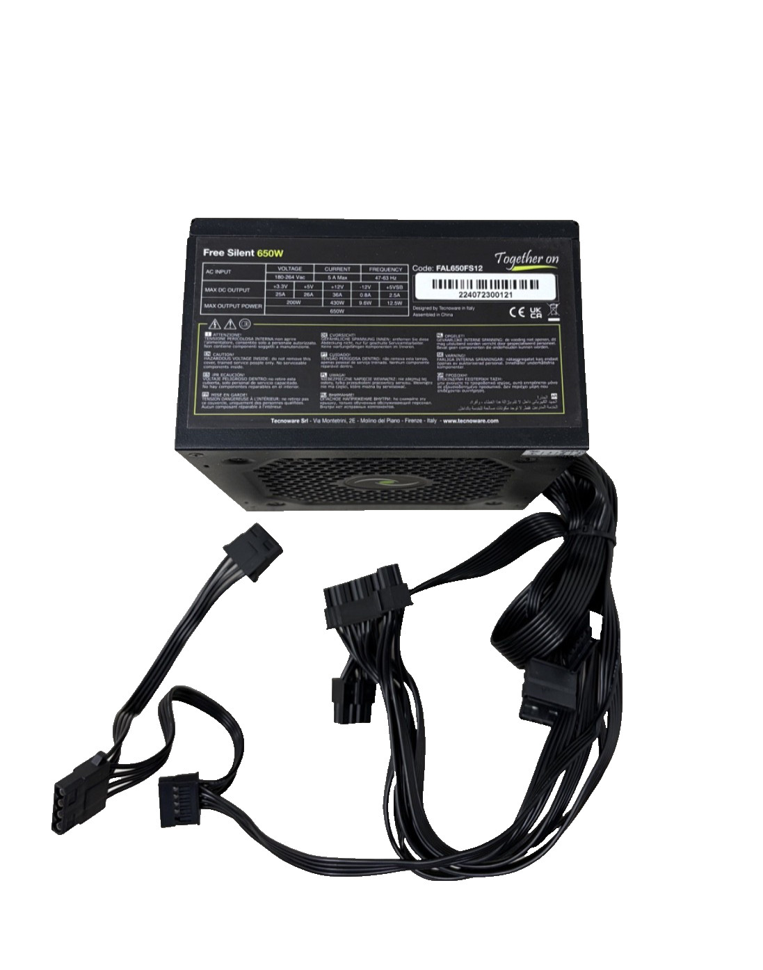 TECNOWARE FAL650FS12 650 ATX POWER SUPPLY / BLACK