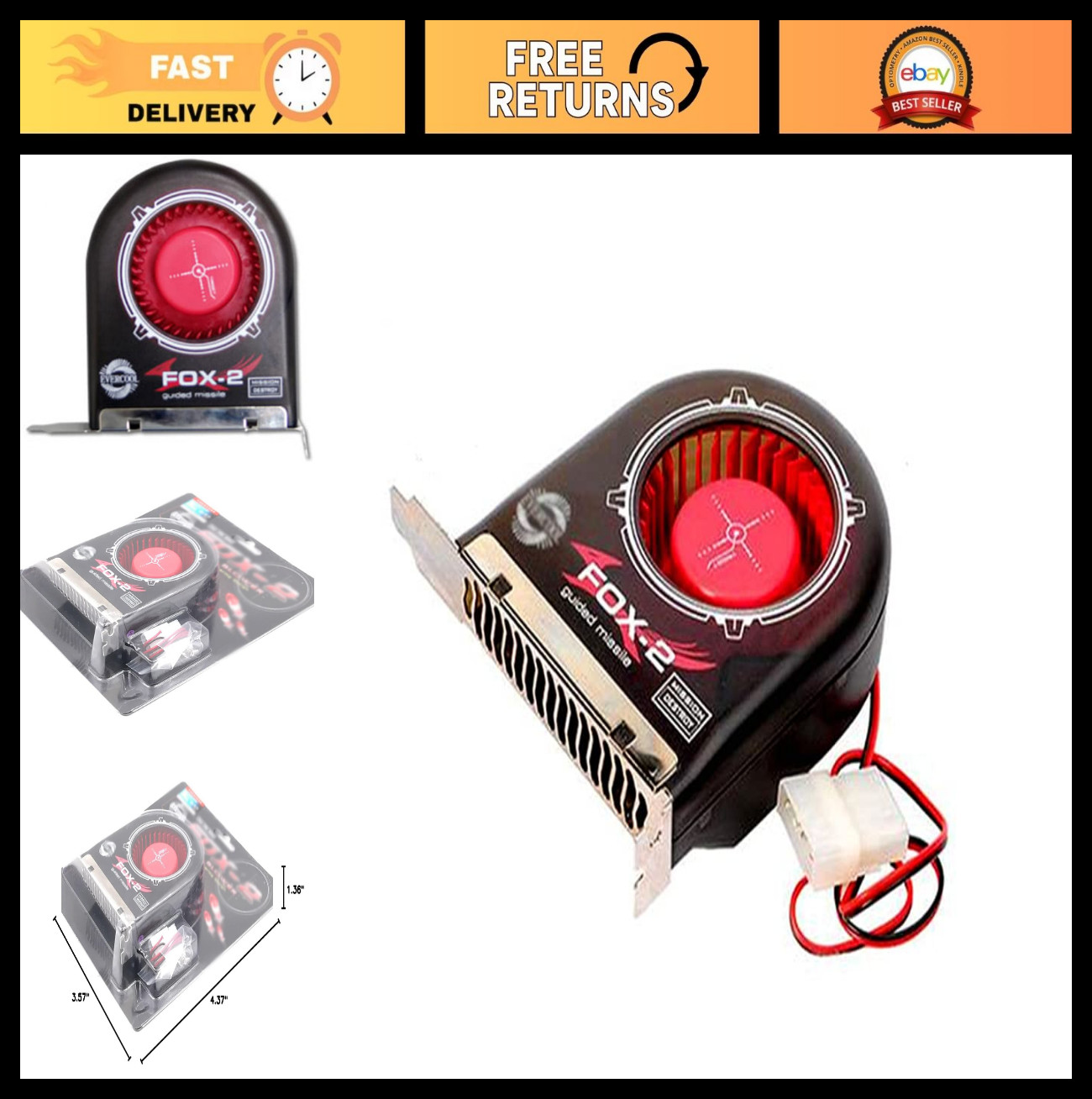 High Air Flow PCI Slot Exhaust Cooling Fan – Long Life Bearing Computer Blower