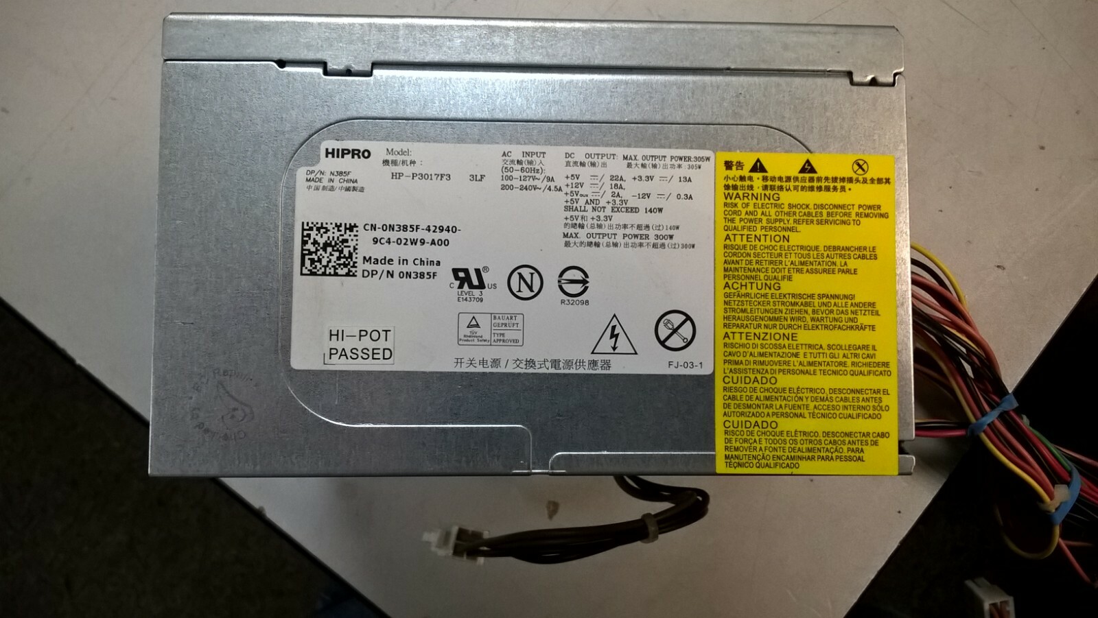 HIPRO N385F P3017F3 305W Power Supply