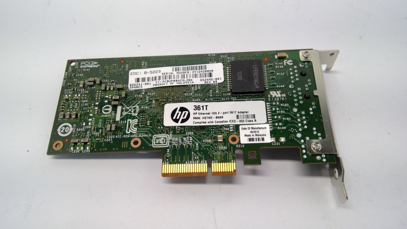 HP 361T Dual Port 1GB Ethernet Adapter Full Height 656241-001 Low Profile