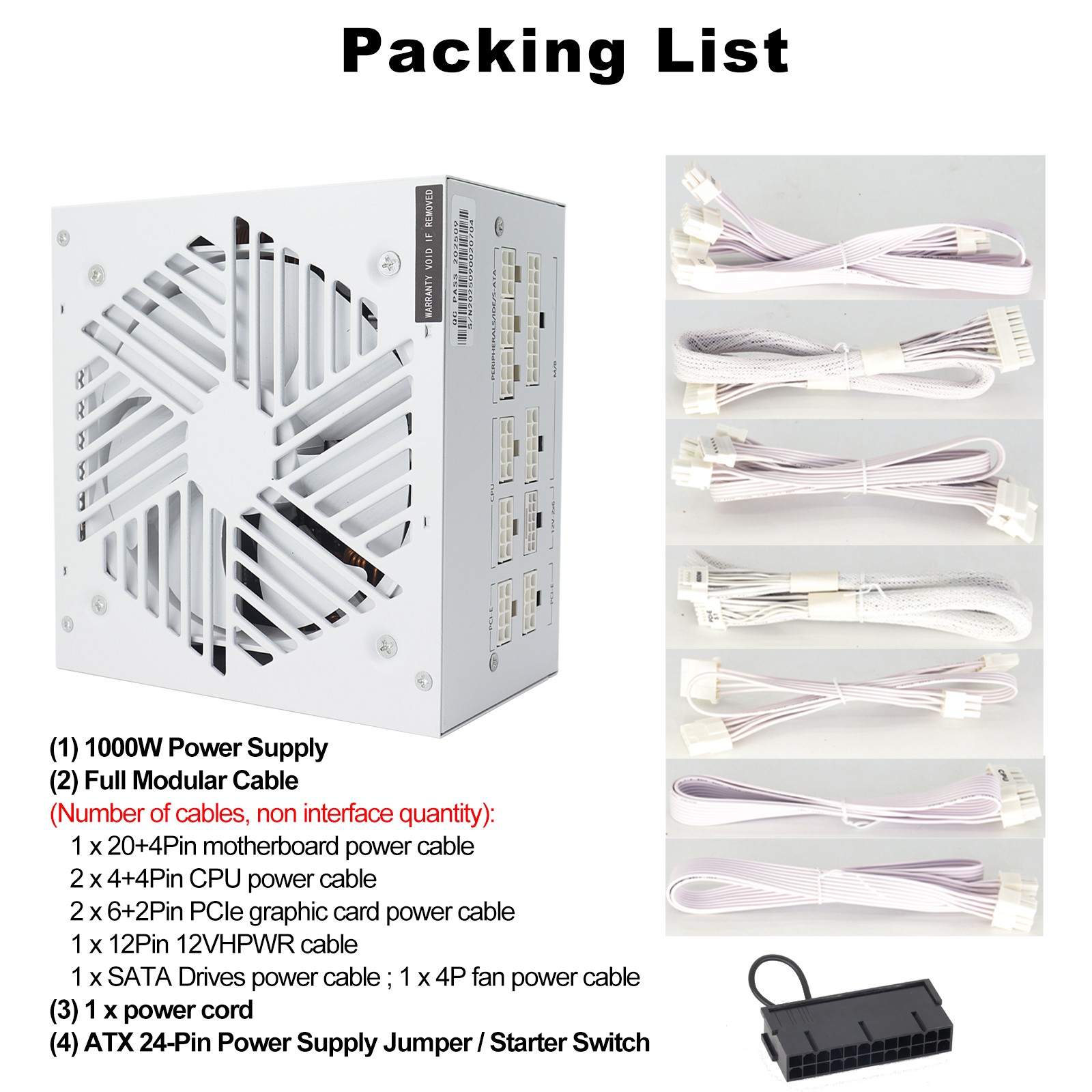 1000W Fully Modular Power Supply 80+ Gold, ATX 3.1&PCIe 5.1, Low-Noise Smart Fan
