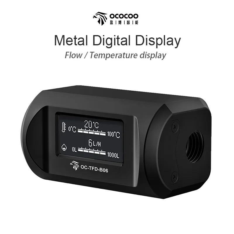 Water Flow Meter OLED Screen Digital Flow Thermometer PC Water Cooling DIY Kit