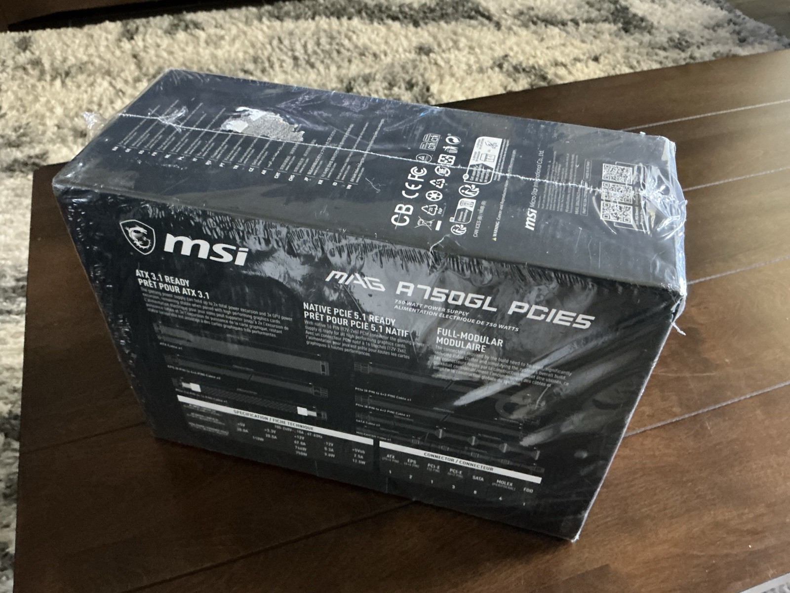 MSI MAG A750GL PCIE5 750W Gaming Power Supply ATX 3.1/PCIE 5.1 Ready 80 + Gold