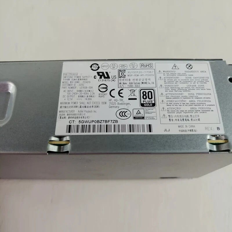 L07658-004 180W PSU For HP S01 280 G3 G4 G5 SFF Power Supply PCH019 PA-1181-3HB