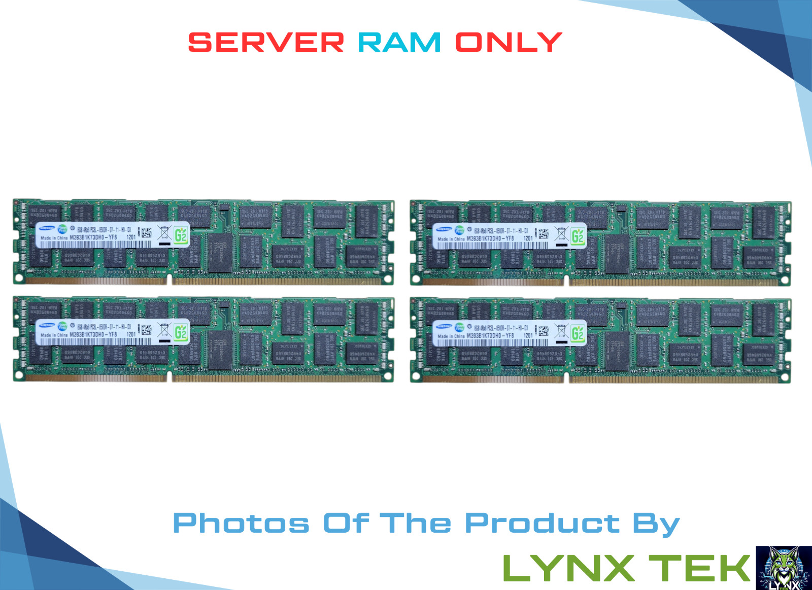 Lot of 4 Samsung 8GB 4Rx8 PC3L 8500R ECC RDIMM SDRAM M393B1K73DH0-YF8