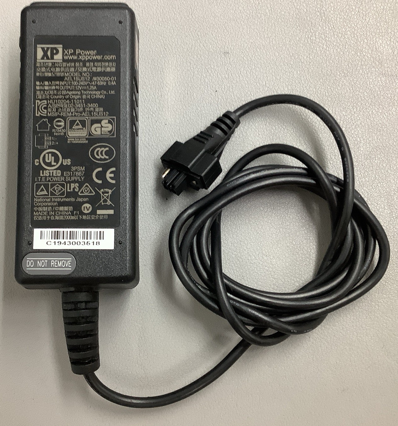 XP Power AEL15US12 Locking Power Supply, 2-Pin, 12V (b642)