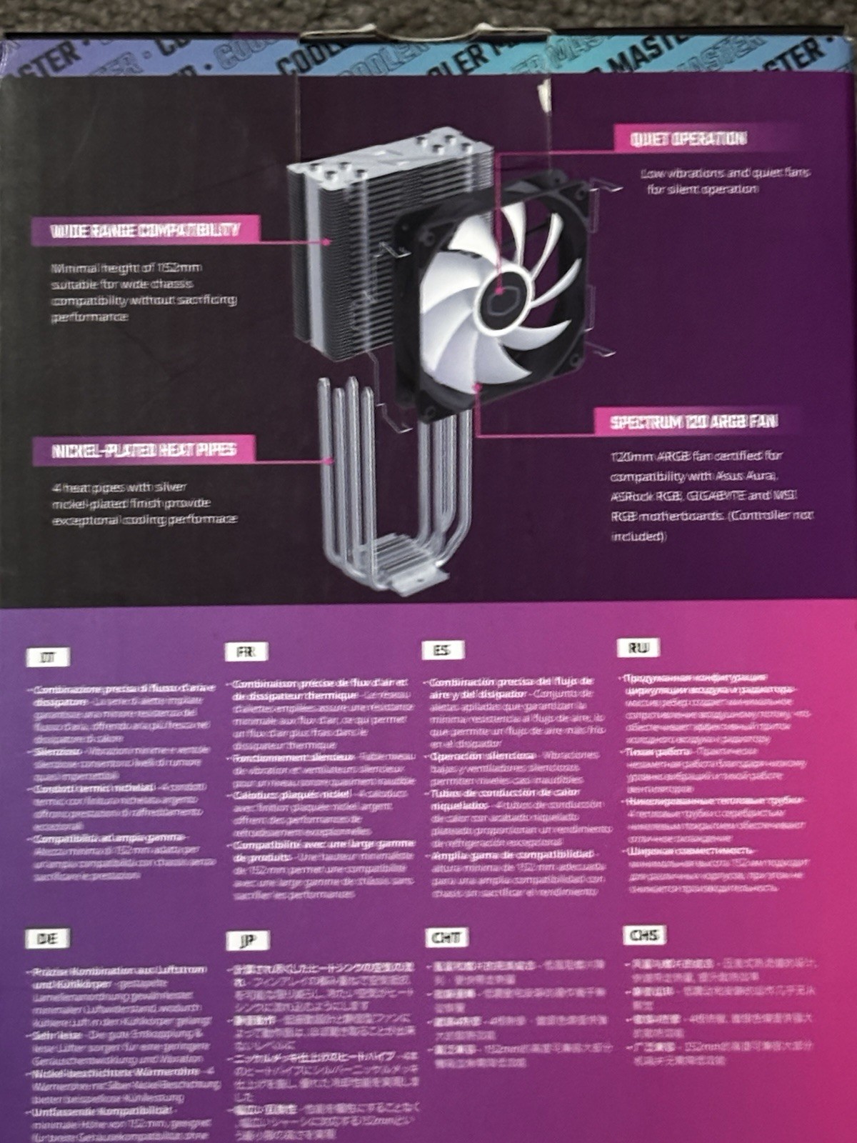Cooler Master Hyper 212 Spectrum V3 CPU Fan Heatsink RGB Intel AMD RR-S4NA-17PA…