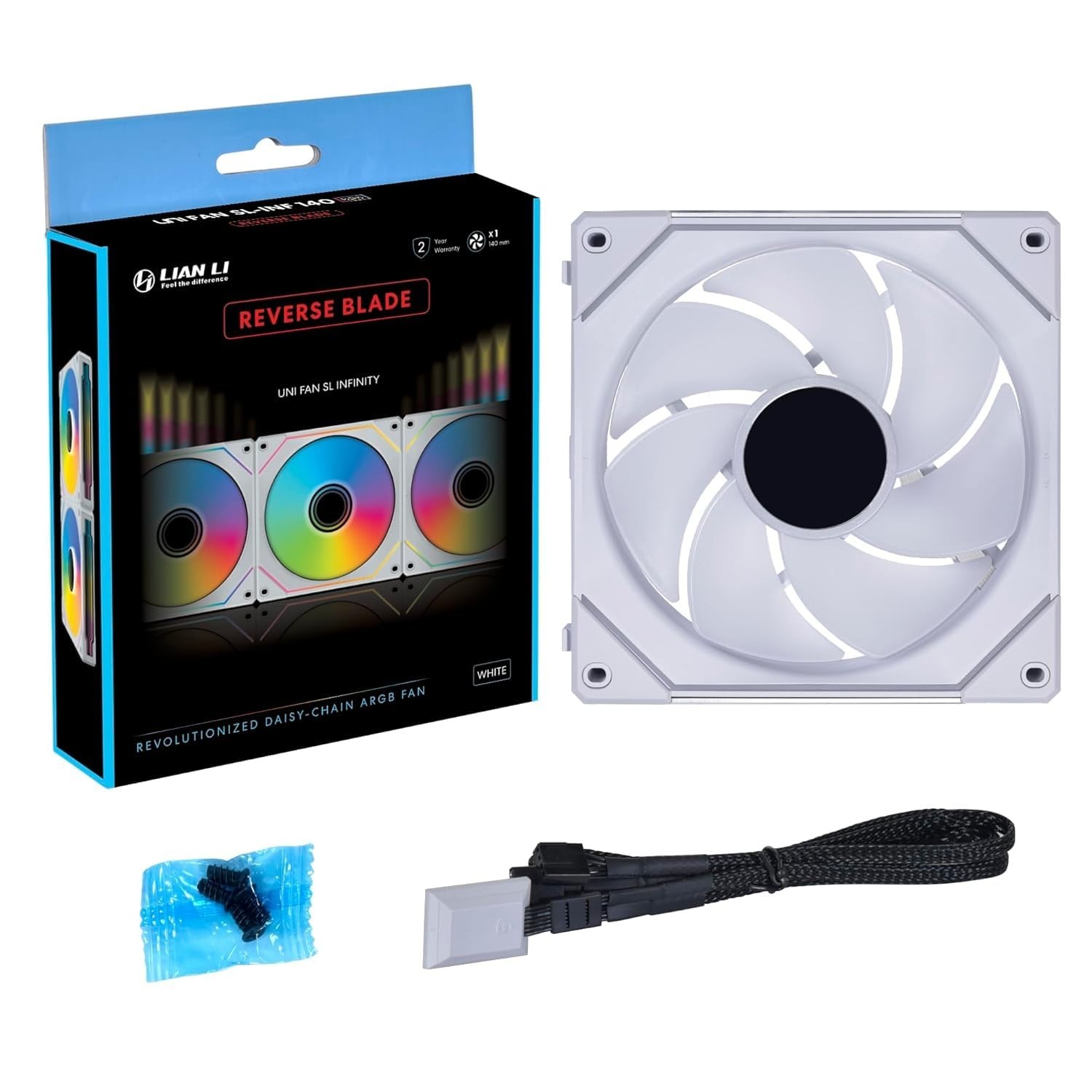 Lian Li UNI Fan SL-INF Infinity 140mm RGB Reverse Blade – White – BRAND NEW!!!