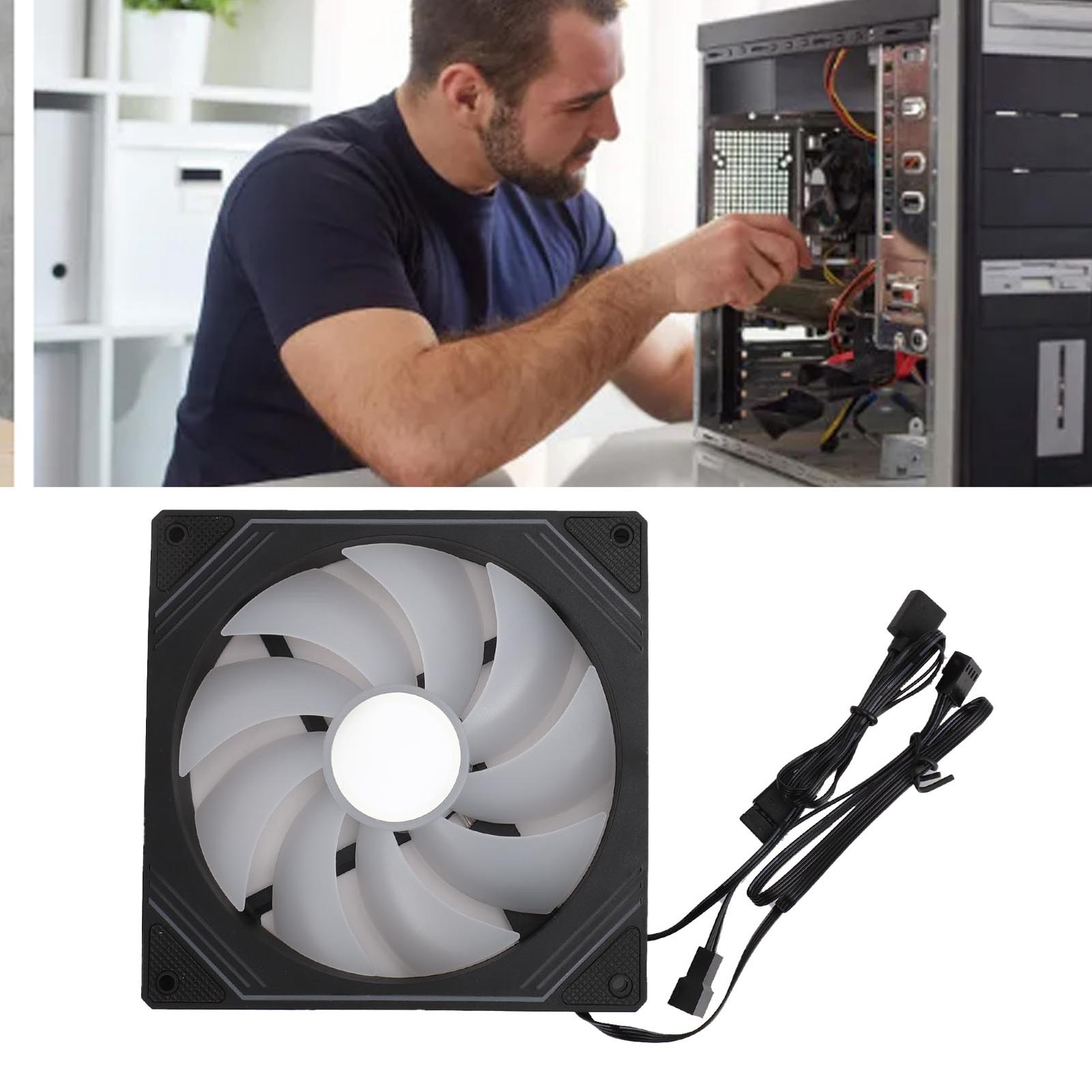 (Regular Black)140mm ARGB PWM Chassis Fan Addressable RGB Cooling Fan 5V 3PIN⭐