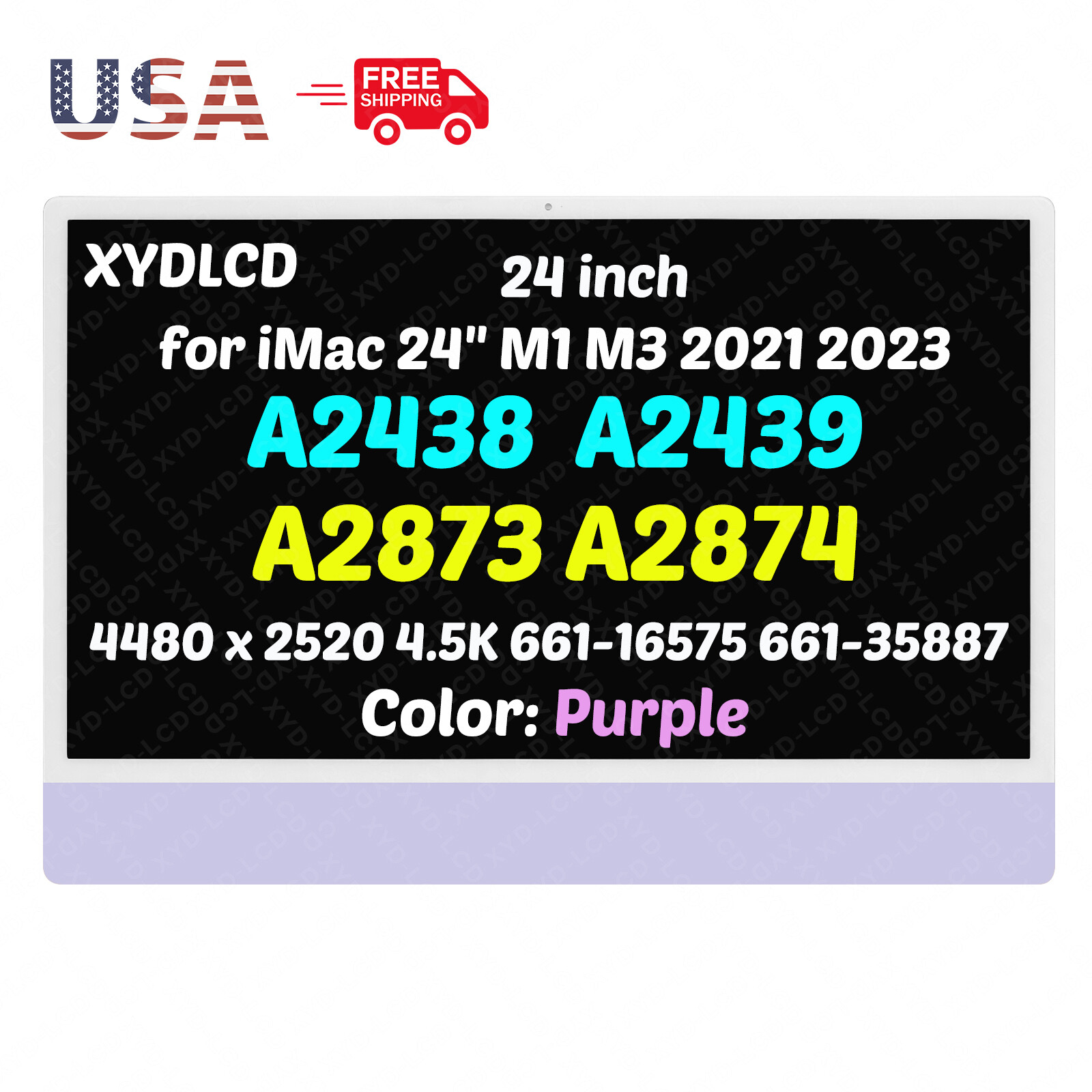 for iMac 24″ 2021 A2438 EMC 3663 MGPM3 MGPN3 MGPK3 MGPL3 LCD Screen Display 4.5K