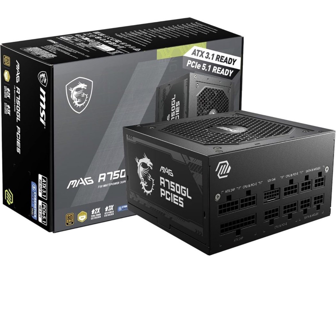 MSI Mag A750GL PCIE5 PSU 750W Fully Modular Power Supply 80+ Gold *SEALED*