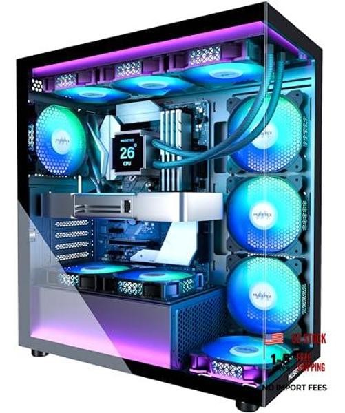 ATX PC Case 7 PWM ARGB Fans Pre-Installed, Type-C 16.73″D x 8.35″W x 18.5″H