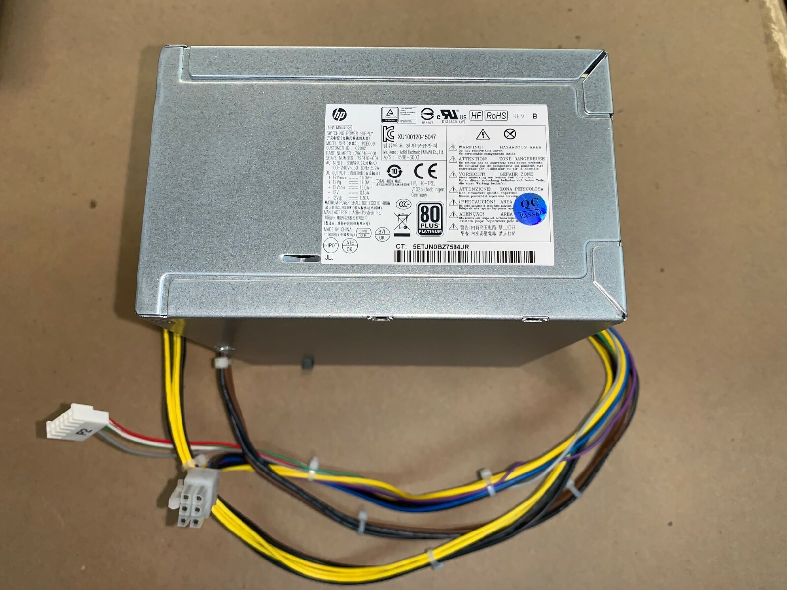 HP 796346-001 PCE009 400W Workstation Power Supply 796416-001 TESTED!