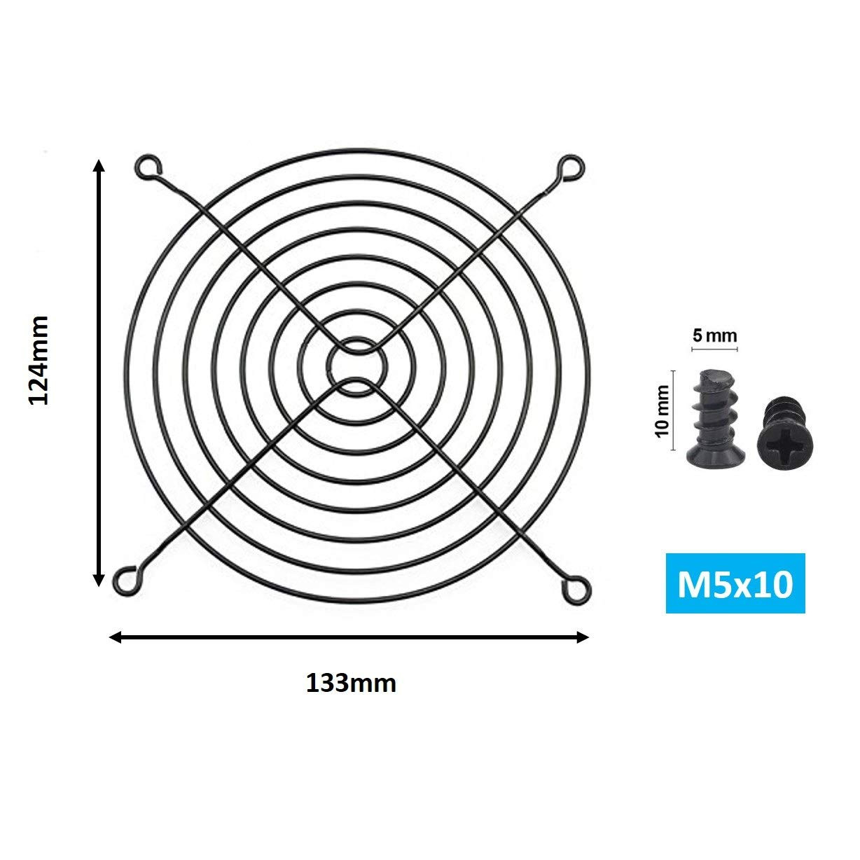 4Pcs 140Mm Fan Grill Guard Black with Screws