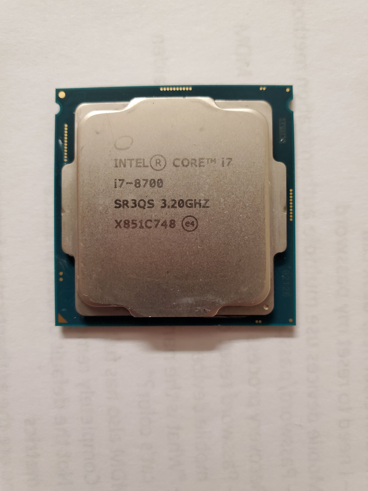 Intel Core i7-8700 Processor (3.2 GHz, 6 Cores, LGA 1151) – SR3QS – Tested