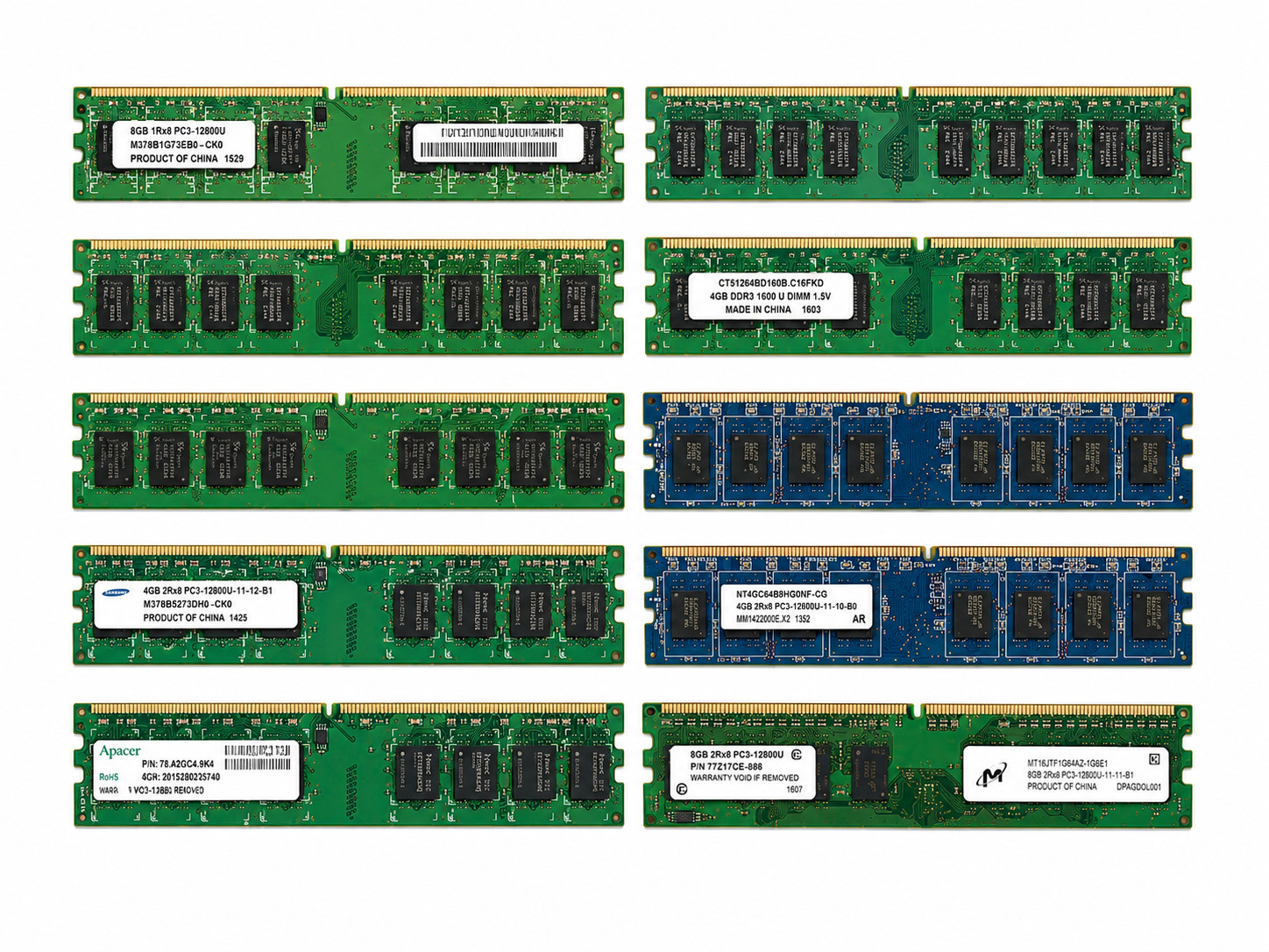 Random Bulk DDR DDR2 DDR3 RAM Desktop Laptop Memory Mixed Brands Lot Of 10