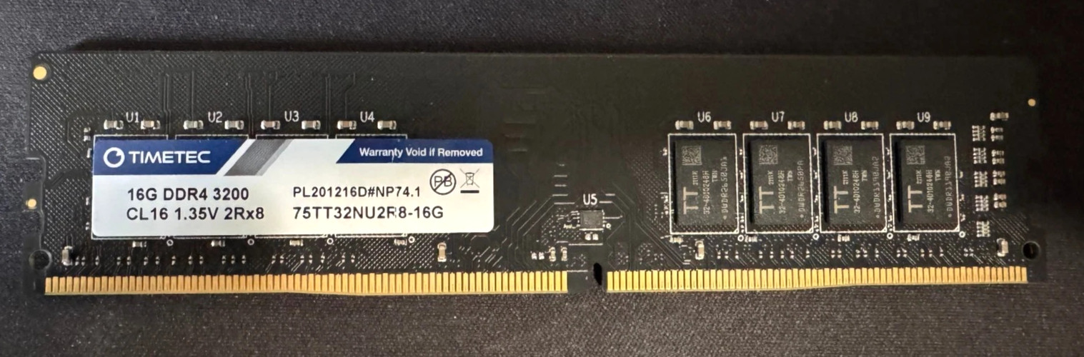 TIMETEC 16GB 1x16GB RAM DDR4 3200MHz 1.3V 75TT32NU2R8NX-16G