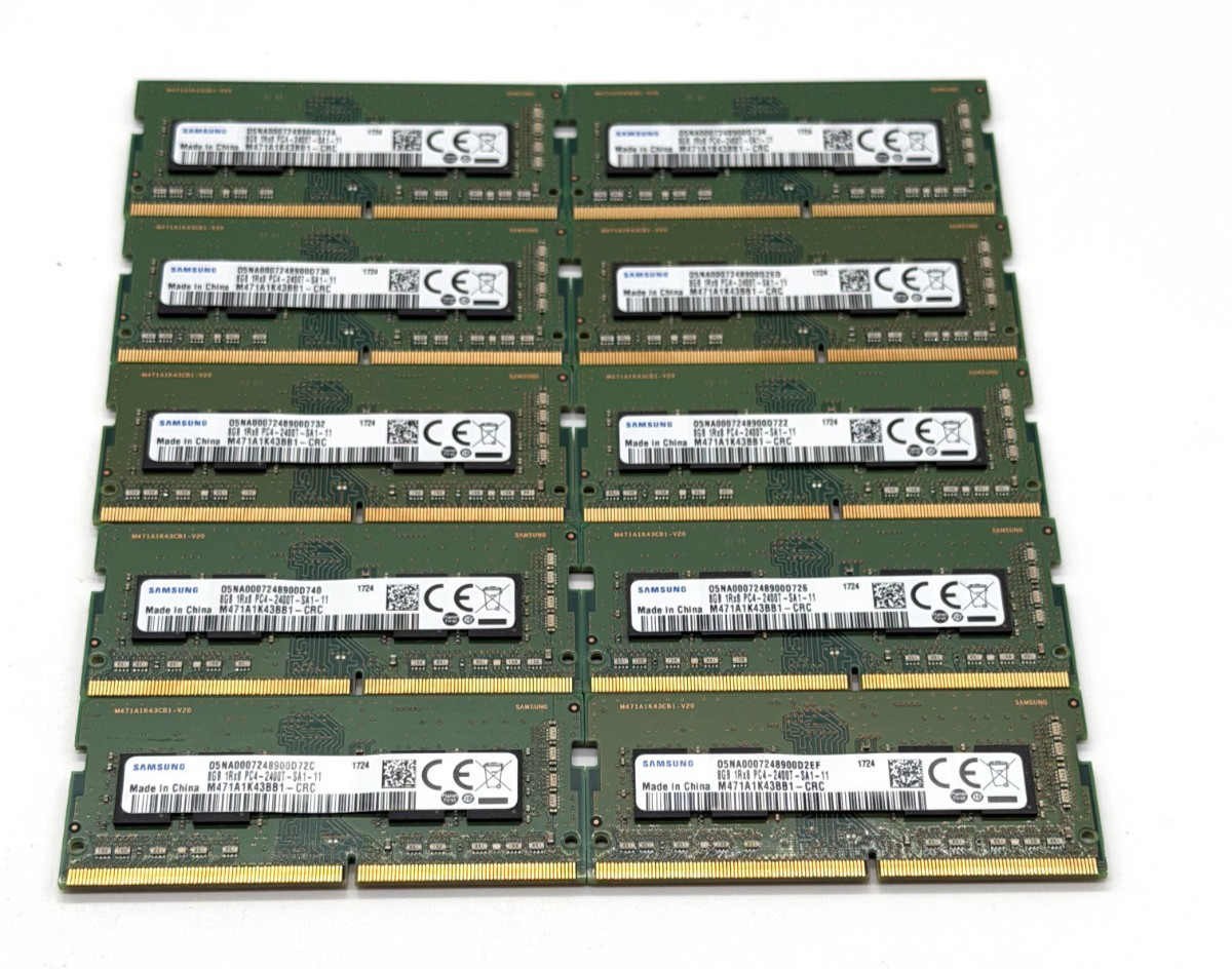 8GB SAMSUNG 2RX8 PC4-2400T M471A1K43BB1-CRC DESKTOP MEMORY LOT OF 10