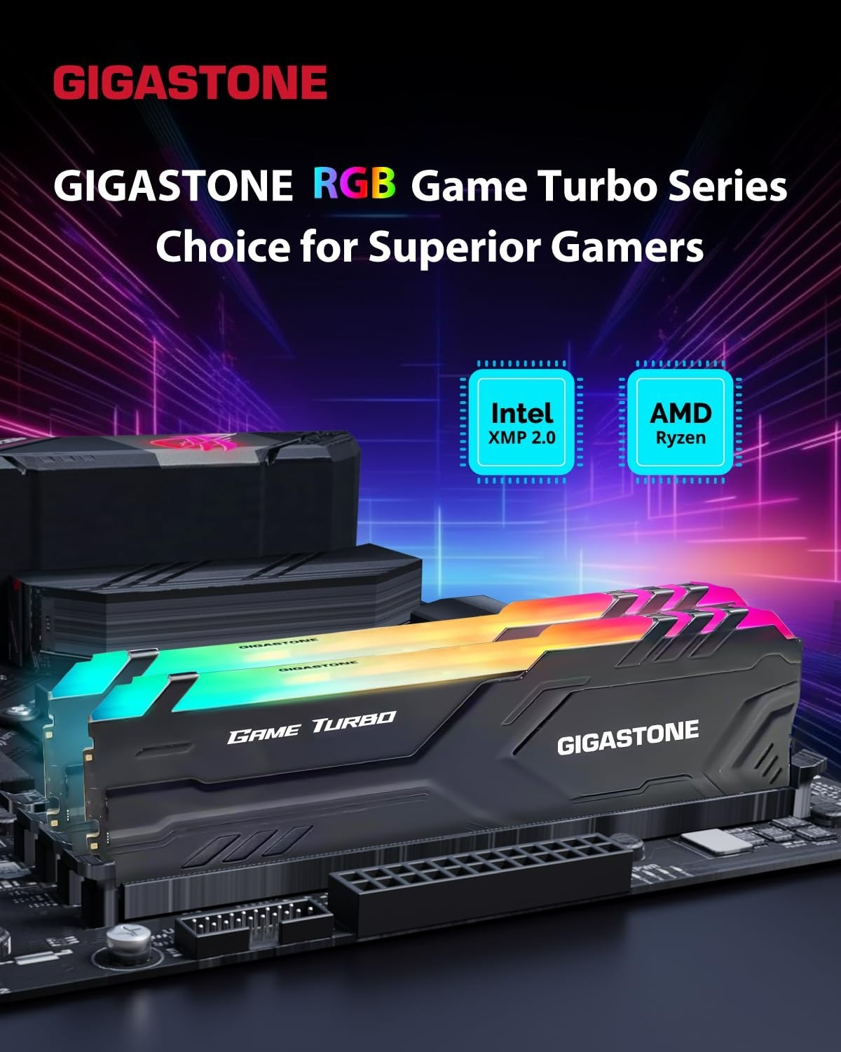 Gigastone Game Turbo RGB 32GB 4x8GB DDR4 3600MHz Desktop Gaming RAM Memory CL18