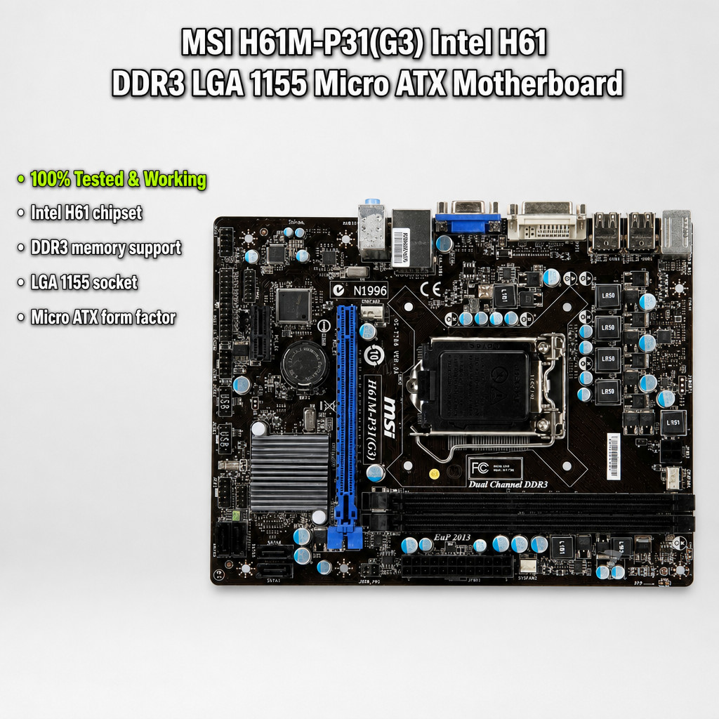 MSI H61M-P31(G3) Intel H61 DDR3 LGA 1155 Micro ATX Motherboard