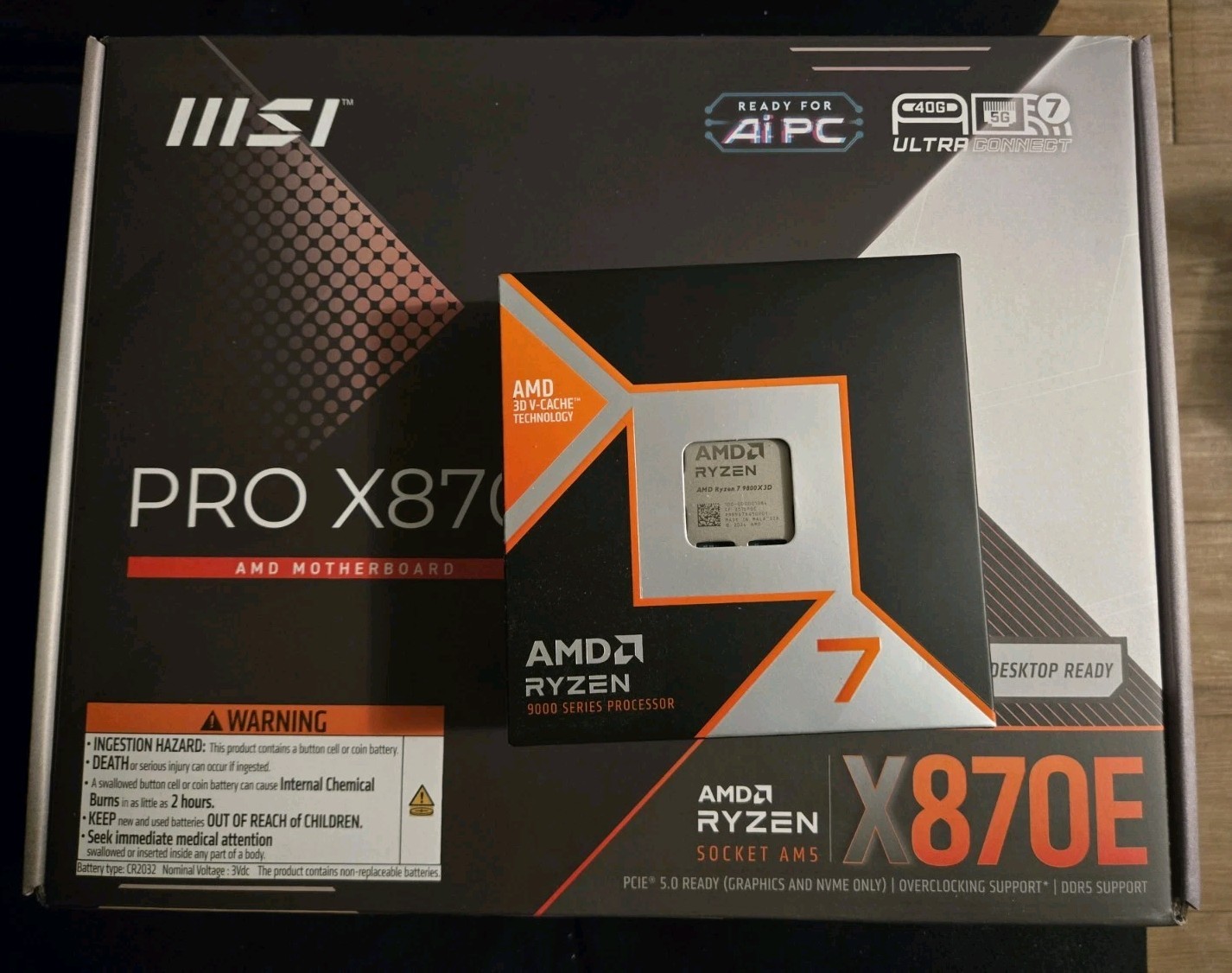 New AMD Ryzen 7 9800X3D MSI PRO X870E-P WiFi AM5 ATX Motherboard Bundle