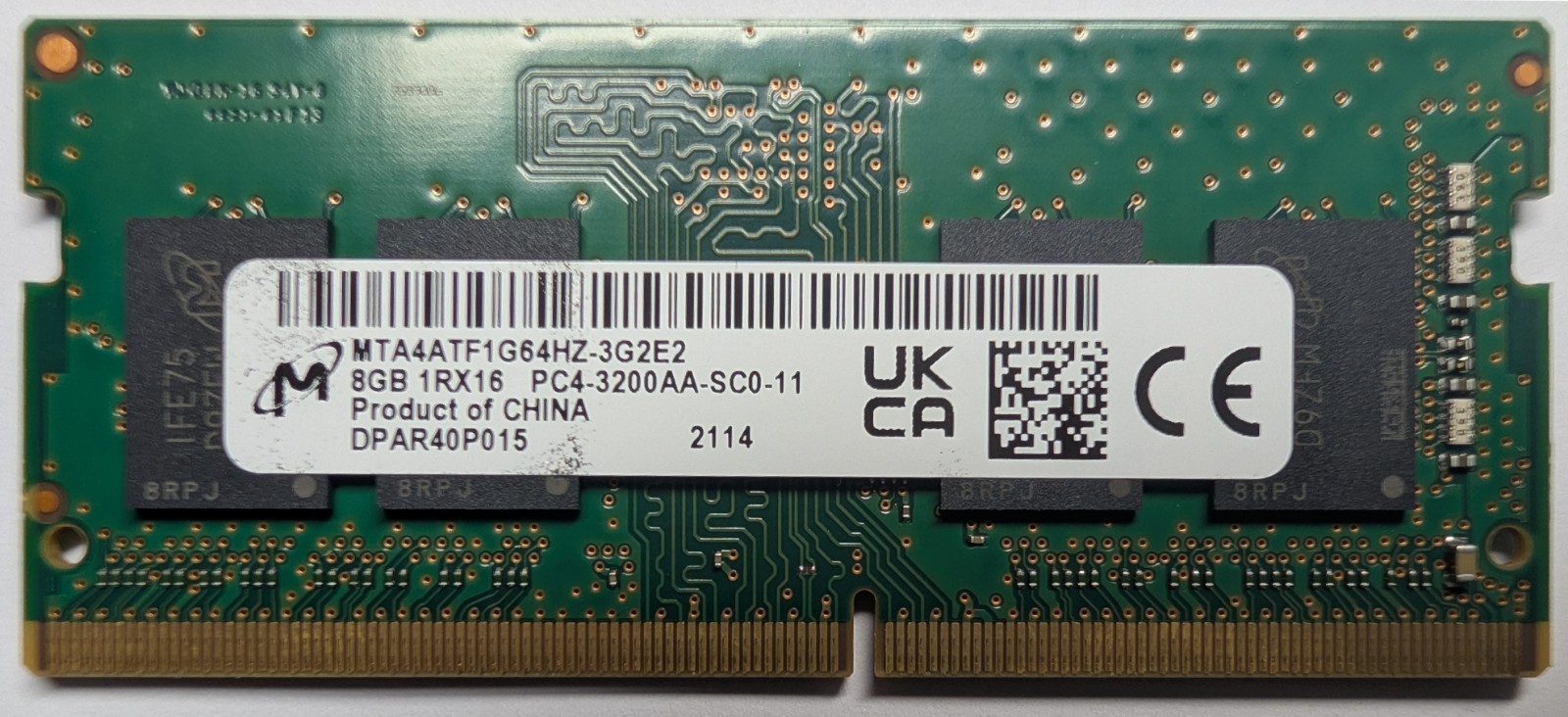 8GB DDR4-3200 PC4-25600 CL22 SO-DIMM RAM Micron MTA4ATF1G64HZ-3G2E2