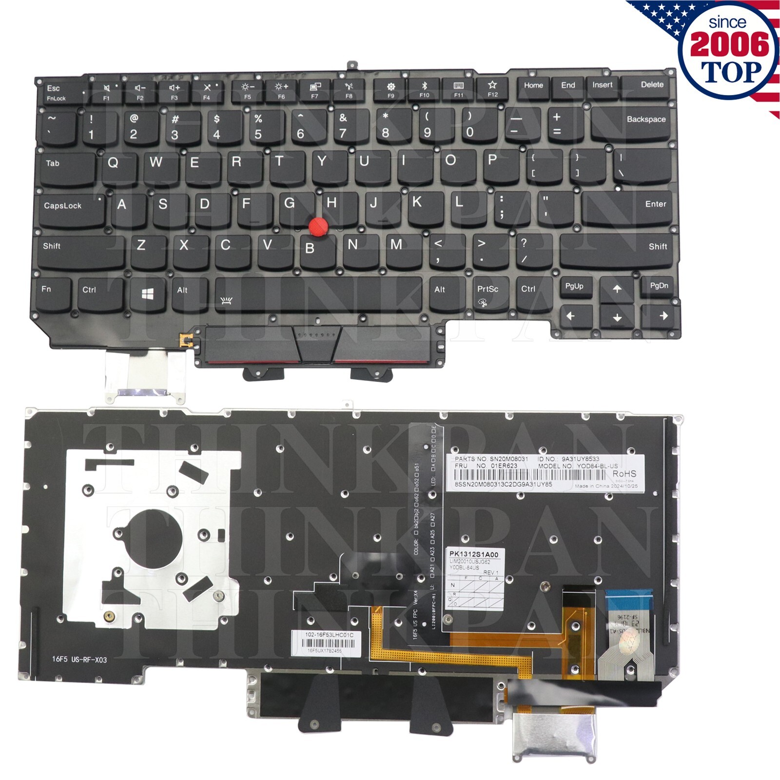 New US Keyboard Backlit for Lenovo ThinkPad X1 Carbon 5th Gen 2017Type 20HR 20HQ