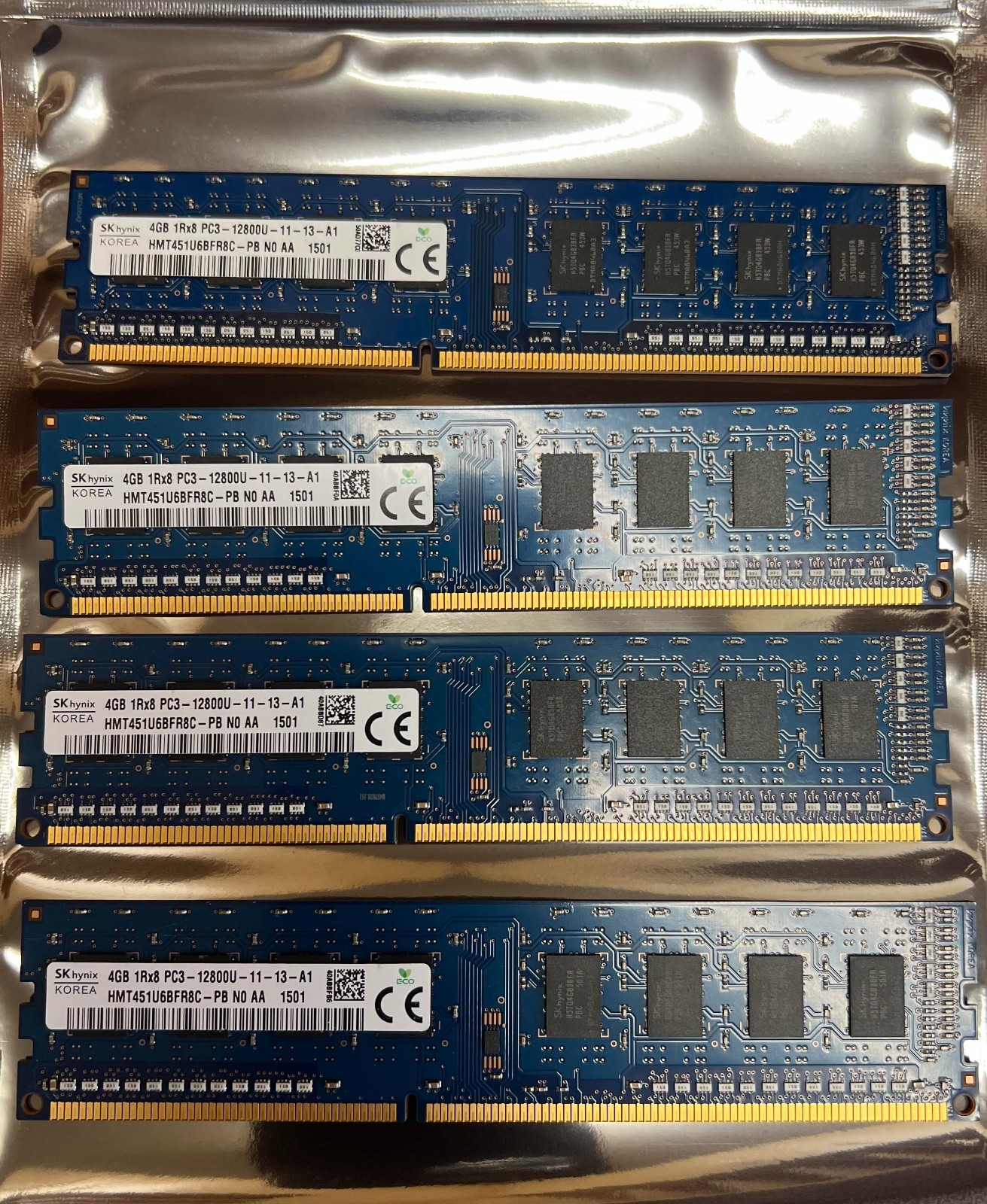 Lot of 4 – SK Hynix 4Gb 1Rx8 PC3-12800U-11-13-A1 HMT451U6BFR8C-PB N0 AA