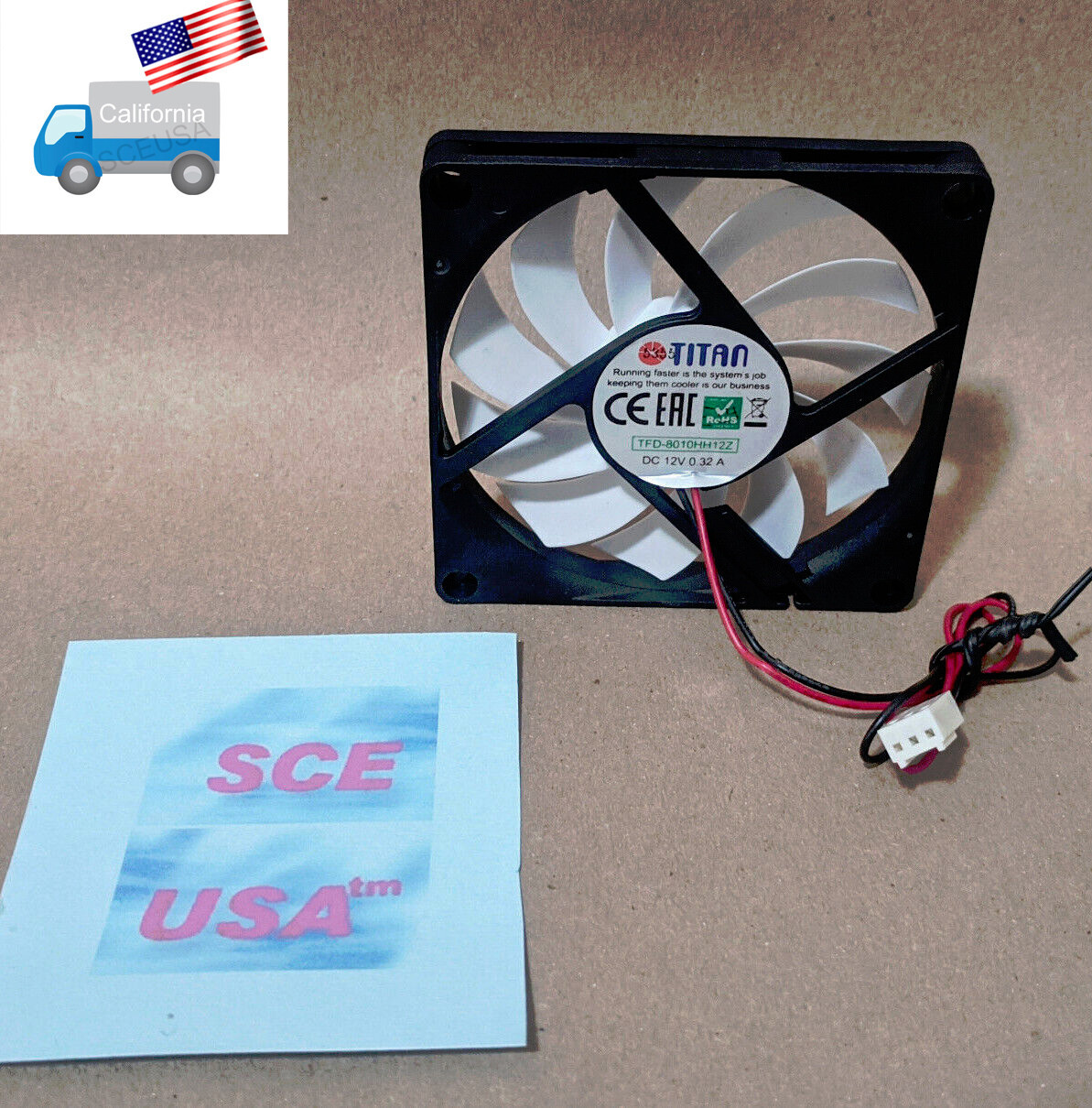 Titan 80mm x 10mm White 11-Blade 3pin 12V DC CPU/ Desktop PC Case Cooling Fan