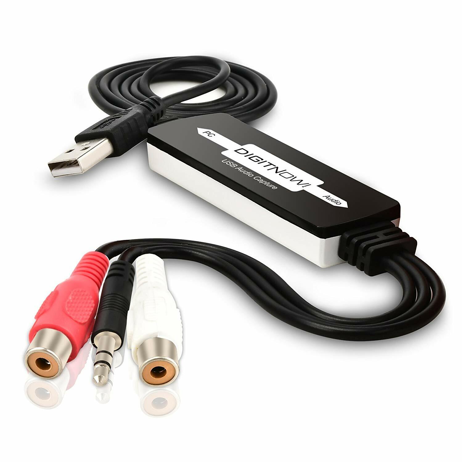 USB Audio Capture Card Grabber for Vinyl Cassette Tapes to Digital MP3 Converter