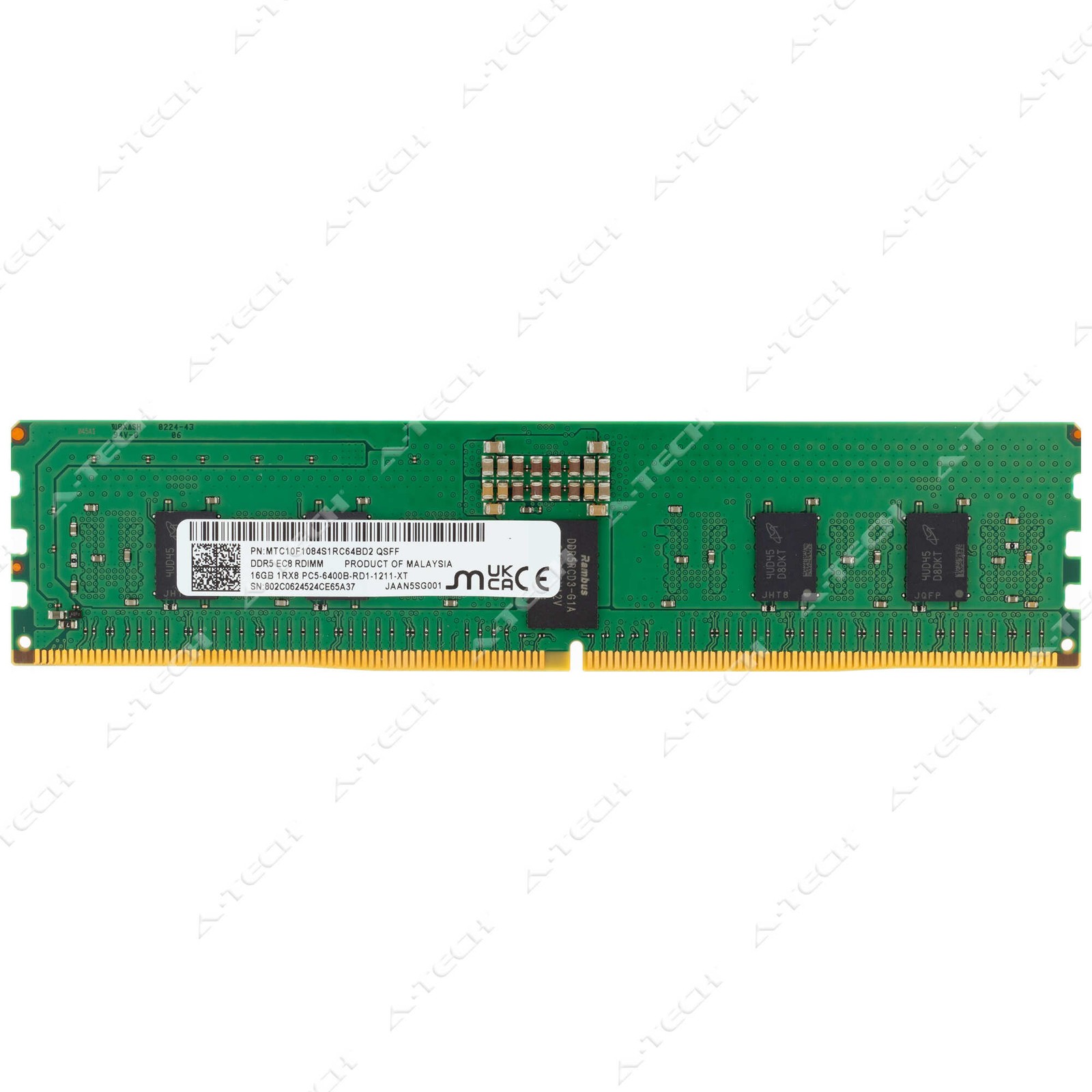 Micron 16GB DDR5-6400 PC5-51200 EC8 RDIMM Server Memory RAM MTC10F1084S1RC64BD2