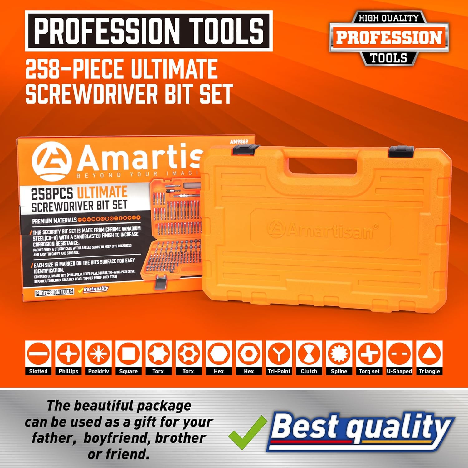 258-Piece Ultimate Screwdriver Bit Set,Chrome Vanadium Steel Driver Bit Set, Sec
