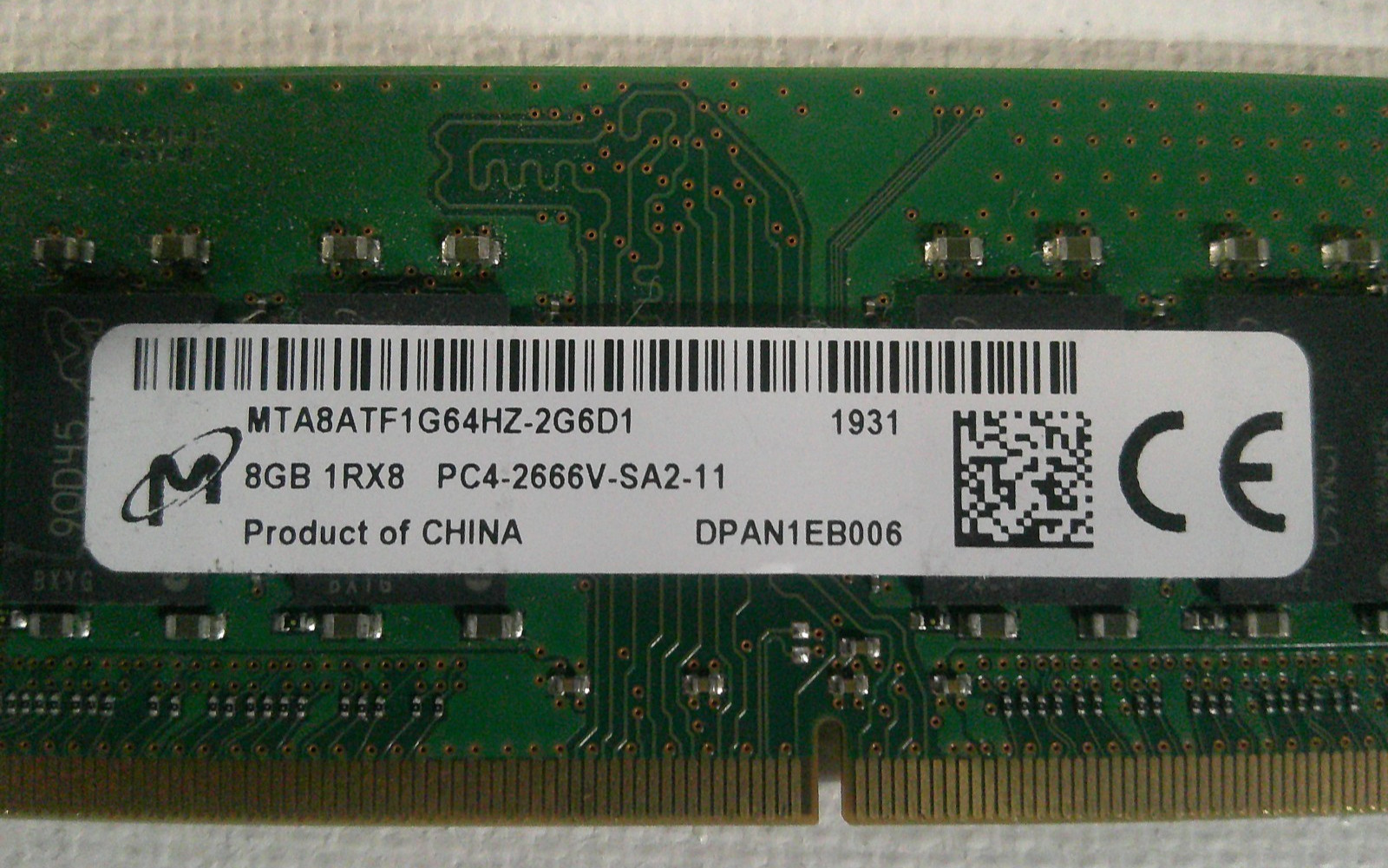 MICRON 8GB PC4-2666V-SA2-11 MEMORY RAM MTA8ATF1G64HZ-2G6D1