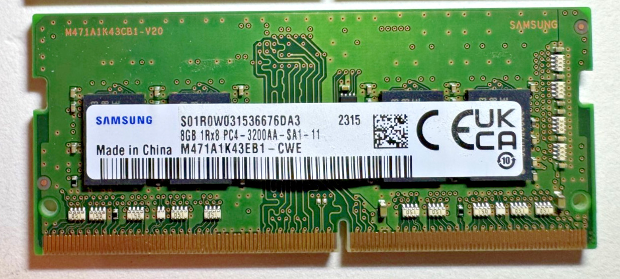 LENOVO SAMSUNG 8 GB DDR4 1Rx8 PC4-3200AA SO-DIMM Memory RAM