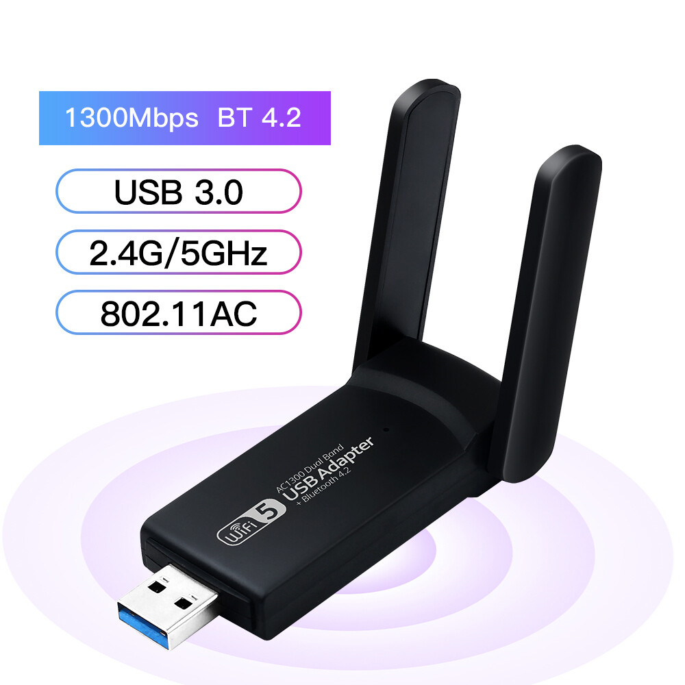 AC1300 USB WiFi Bluetooth Adapter wifi Dongle Dual Band 2.4G/5G for Desktop PC