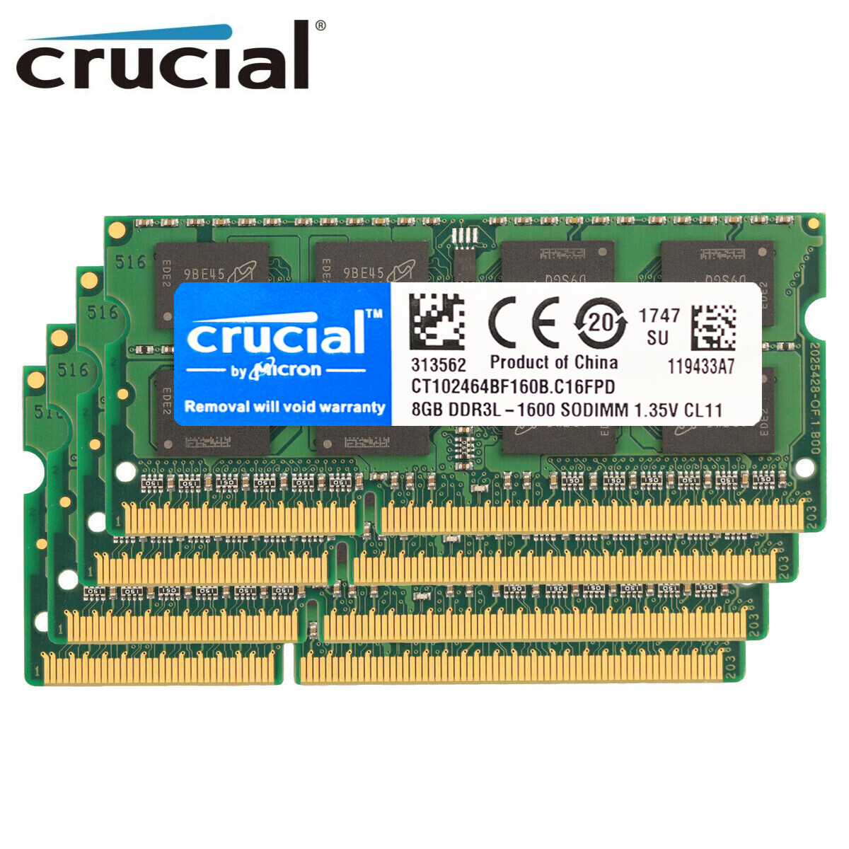 CRUCIAL 8GB DDR3L 1600 PC3-12800 Laptop SODIMM 204-Pin Memory RAM DDR3 1x 8G