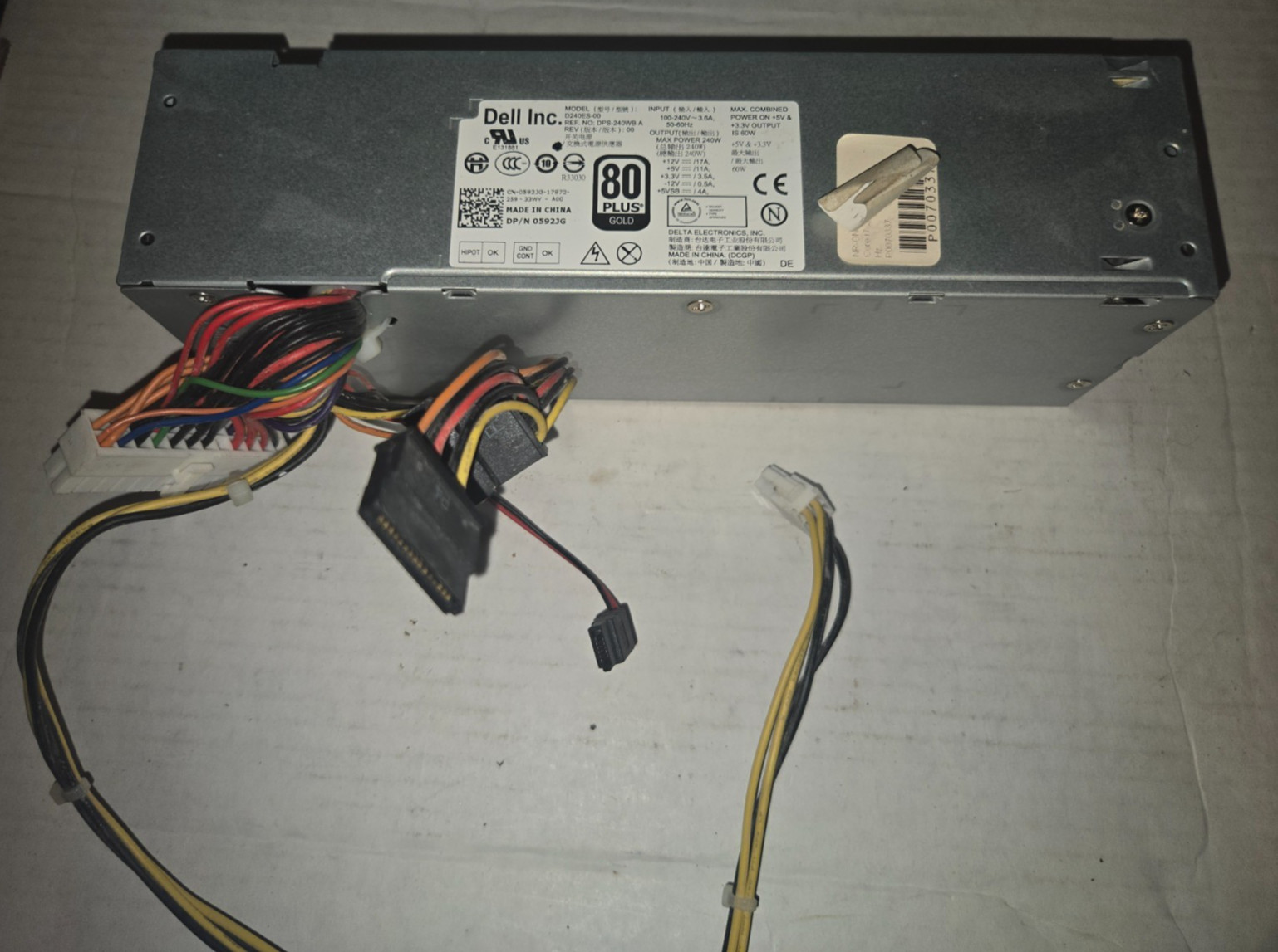 Dell D240ES-00 DPS-240WB A 240W 80 Plus Power Supply