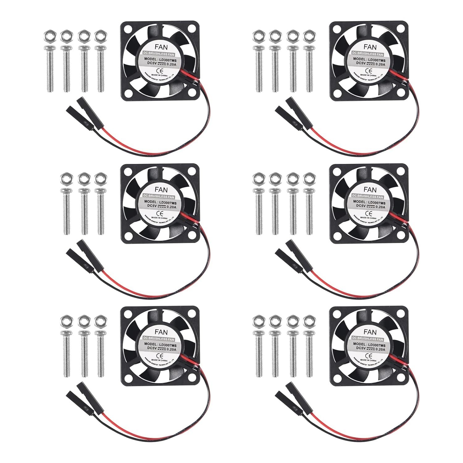 Raspberry Pi Cooling Fan 6 Pack 30x30x7mm Brushless Quiet Fan Compatible with…
