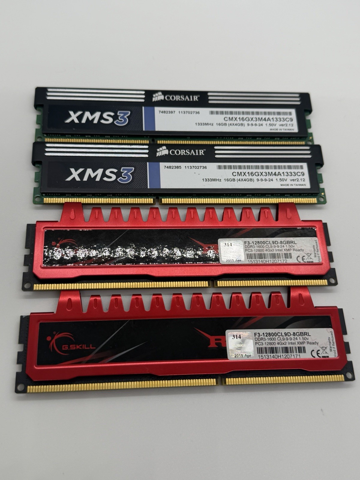 G.Skill & Corsair XM3 DDR3 4gb X 4 Sticks Desktop Memory