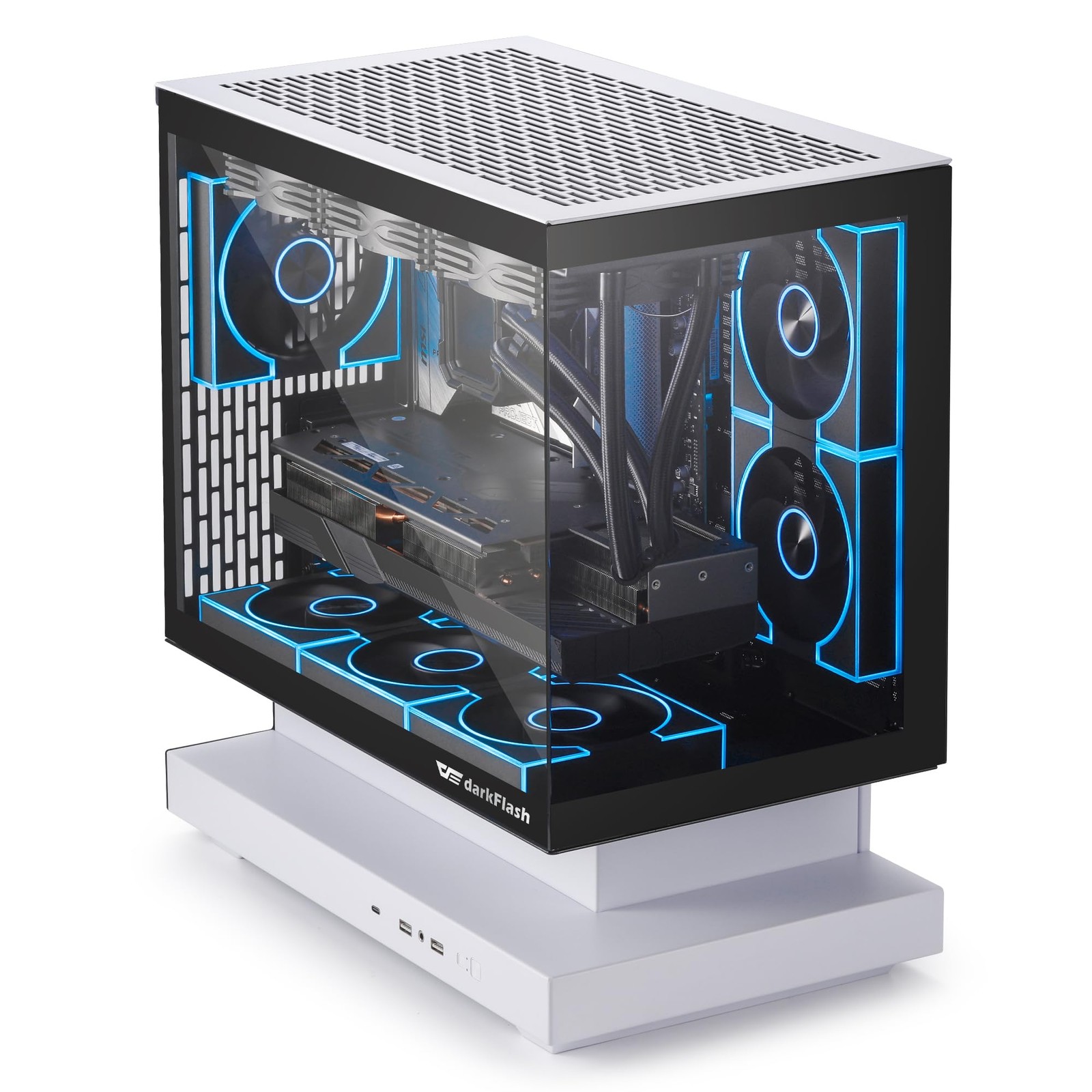 darkFlash FLOATRON F1(2025) Micro-ATX PC Case, 270° Panoramic Floating