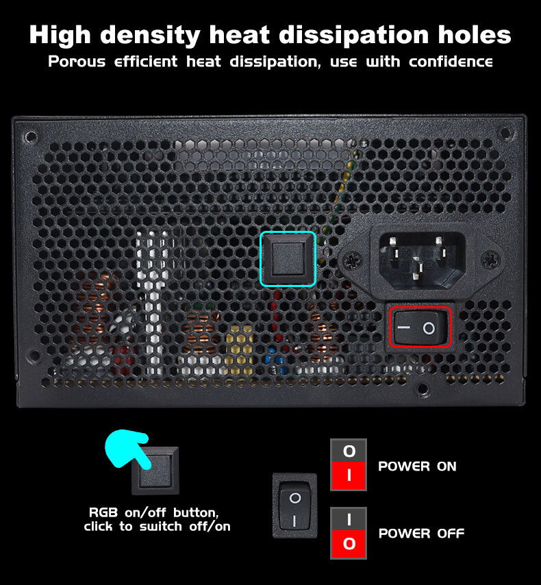 ATX 1000W Full Modular Power Supply, 80+ Bronze Dual CPU PC PUS with ARGB Fan
